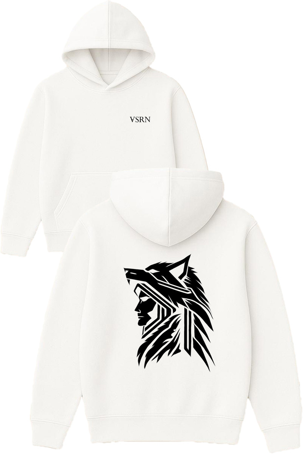 Kurt Adam Design Printed Oversized White Hooded Sweatshirt