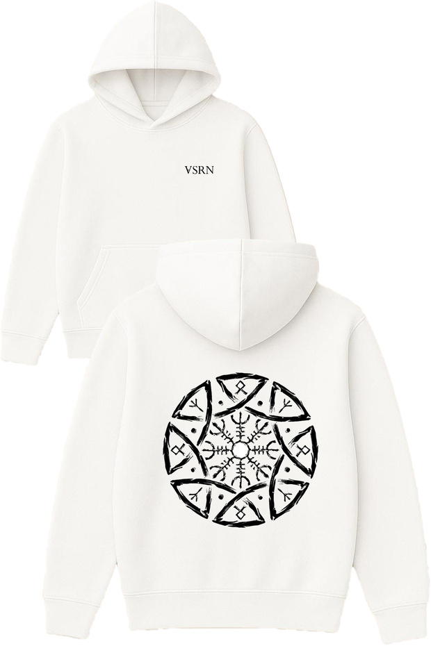 Zodiac Sign Design Printed Oversized White Hooded Sweatshirt