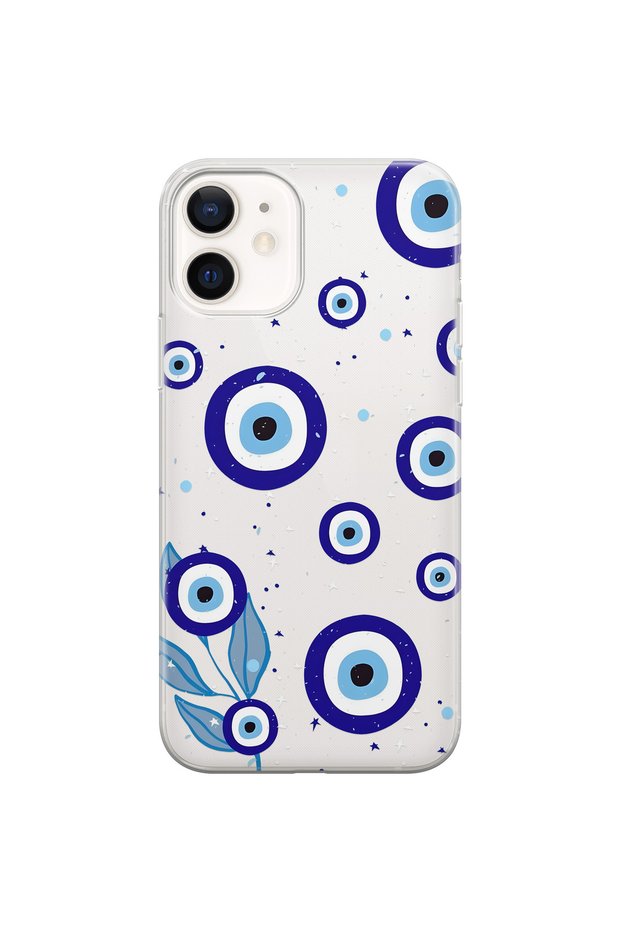 iPhone 12 Compatible Transparent Phone Case with Night Evil Eye Pattern