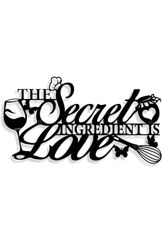 Wooden Wall Art With Self Adhesive Base - Black (The Secret Ingredient Is Love)