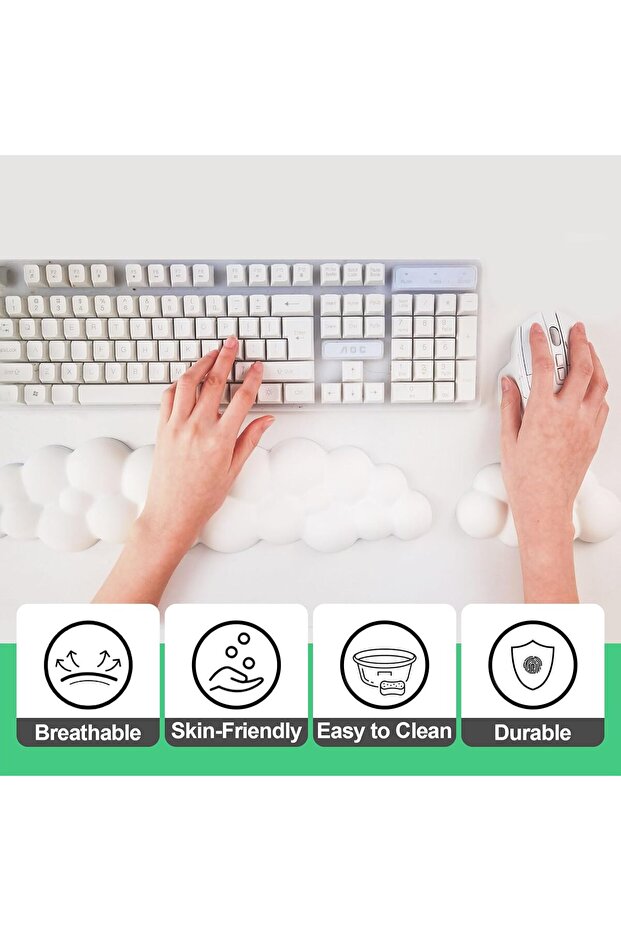 مسند معصم لوحة المفاتيح السحابي (أبيض) - 4