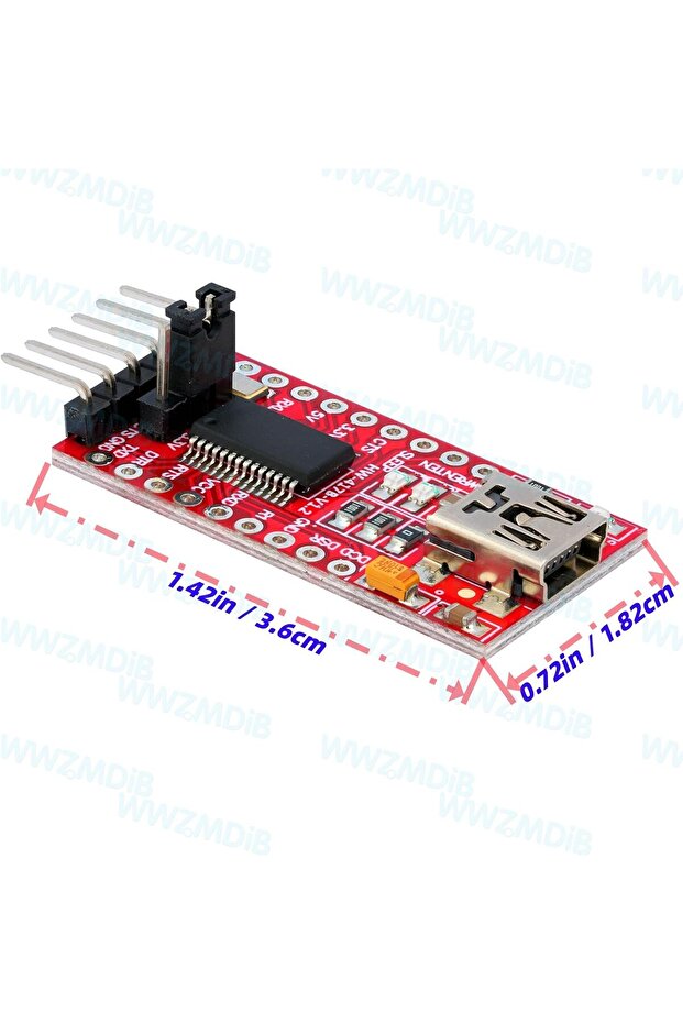 Mini USB to TTL Serial Adapter FT232RL FTDI 3.3V–5.5V Breakout Board for Arduino - Blue - 1