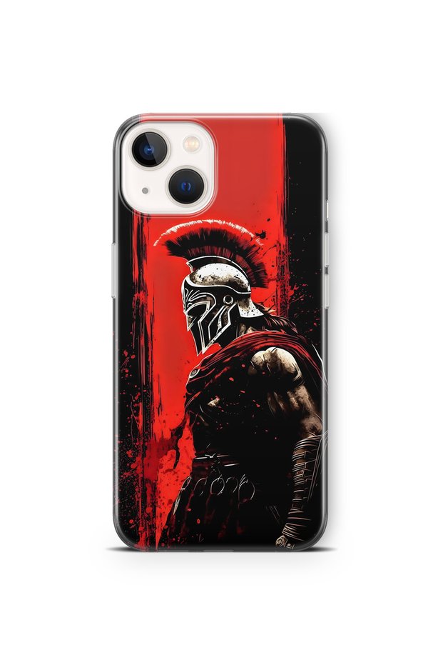 iPhone 15 Plus Compatible Warrior Sparta Patterned Transparent Phone Case