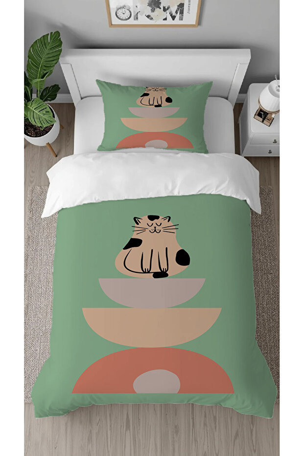 Cute Cat Patterned Digital Printed Special Design Single Style Children's Duvet Cover Set Without Sheets