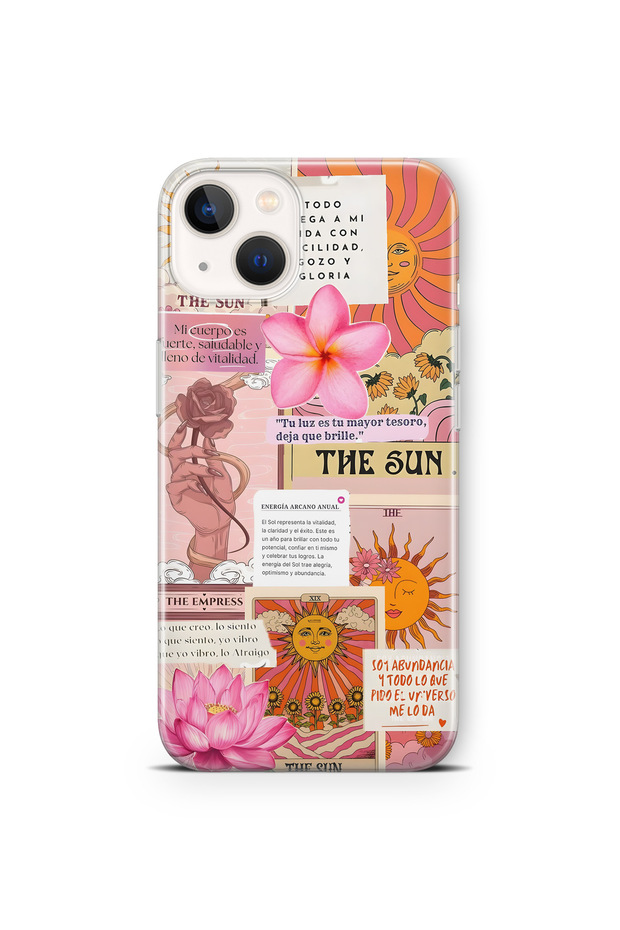 iPhone 15 Plus Compatible Sun Tarot Pattern Transparent Phone Case