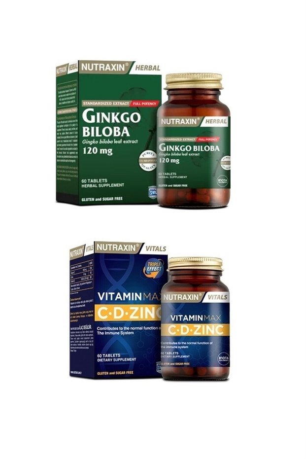 Ginkgo Biloba 60 Capsules + Vitamin Max (C, D, Zinc) 60 Tablets