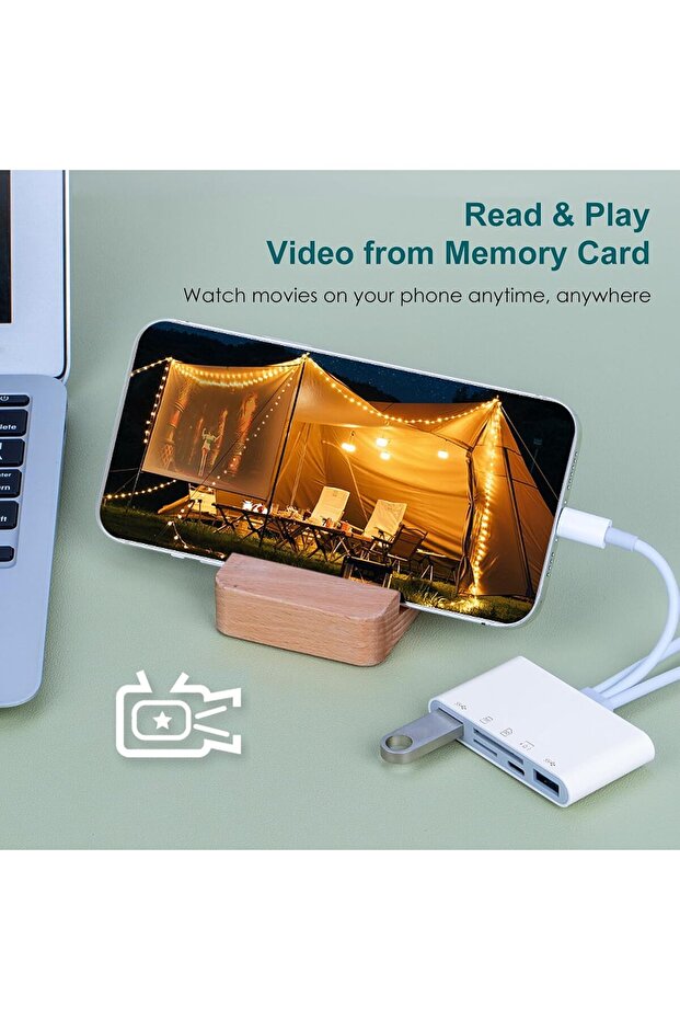 Universal 5-in-1 Memory Card Reader for iPhone/iPad — USB/Lightning/USB-C, SD/TF Slots, OTG, Plug- - 7