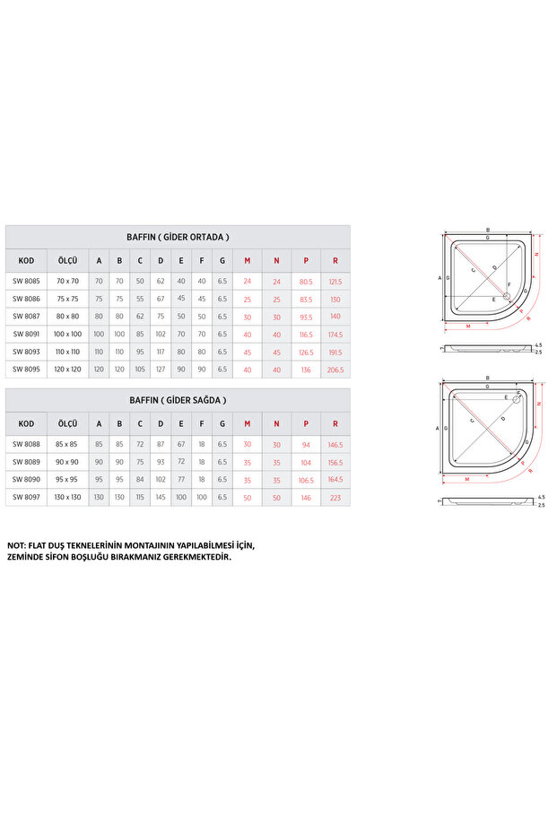 100 x 100 Oval Flat H:7 Duş Teknesi - 2