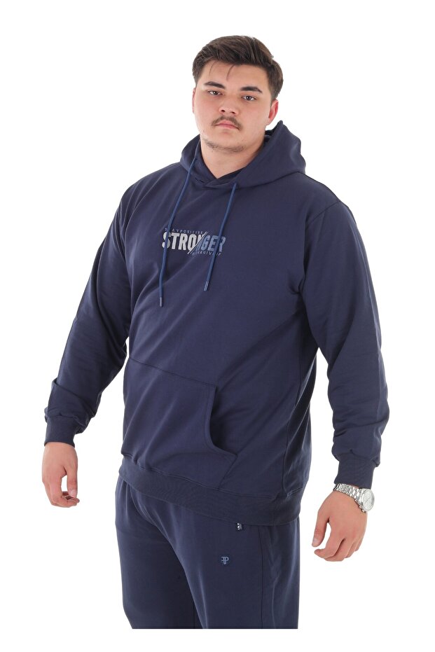 Men's Plus Size Hooded Sweatsuit Set with 2 Strands of Yarn Suitable for up to 154 Kilograms