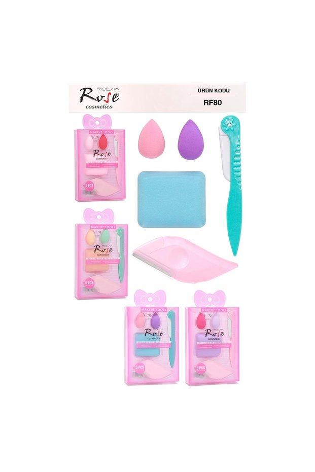 Rose Rf80 Razor and Makeup Sponge Set of 5