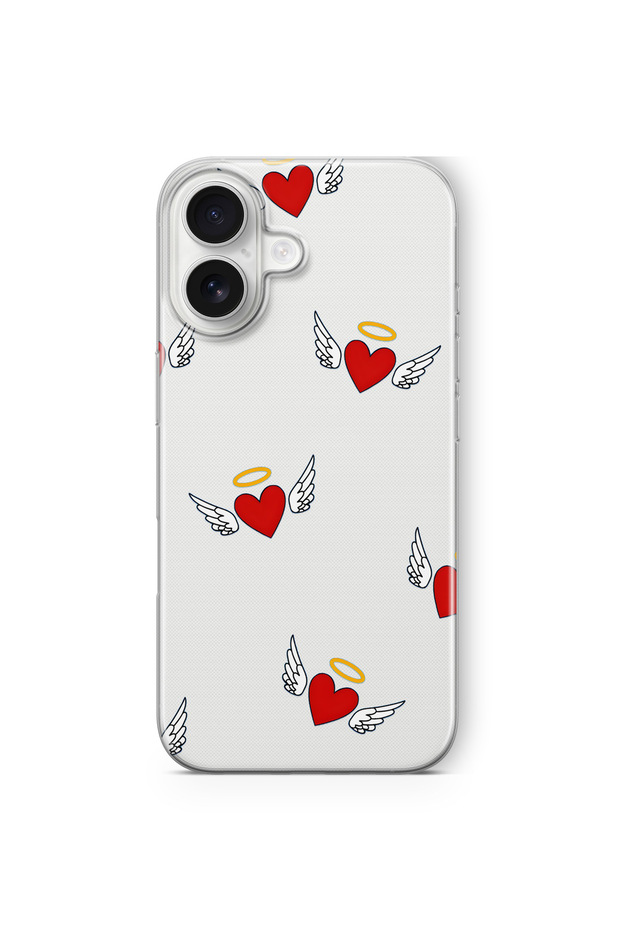 Angel Heart Pattern Transparent Phone Case Compatible with iPhone 16 Plus