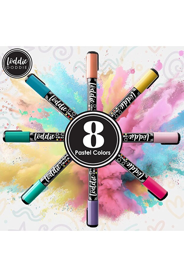 Loddie Doddie Pastel Macaron Liquid Chalk Markers, Erasable, Reversible Chisel & Bullet Tips, 6mm, 8 - 6