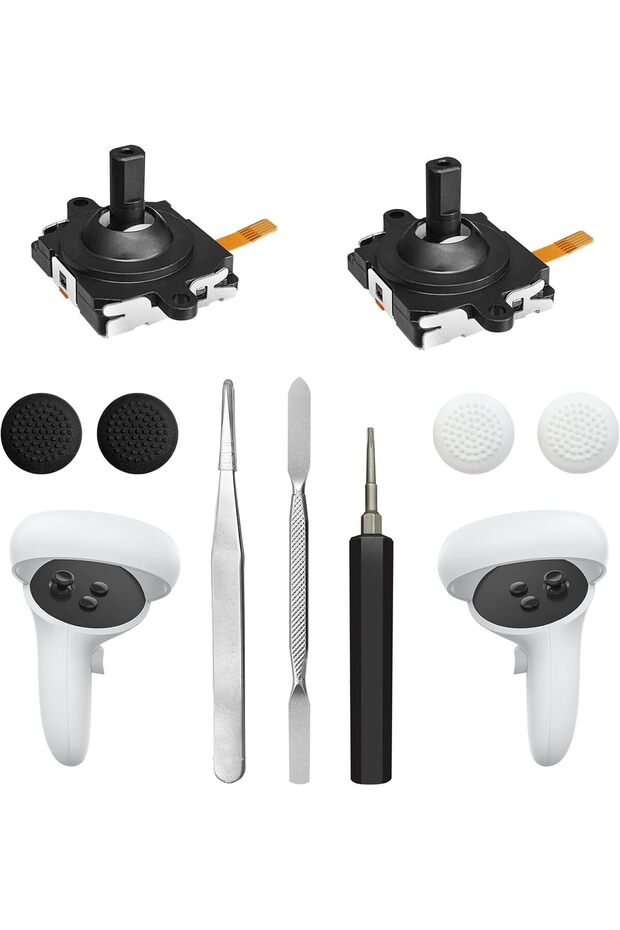 Joystick Replacement Kit for Oculus Quest 2 / Meta Quest 2 Controllers (11-in-1, Black) - 1