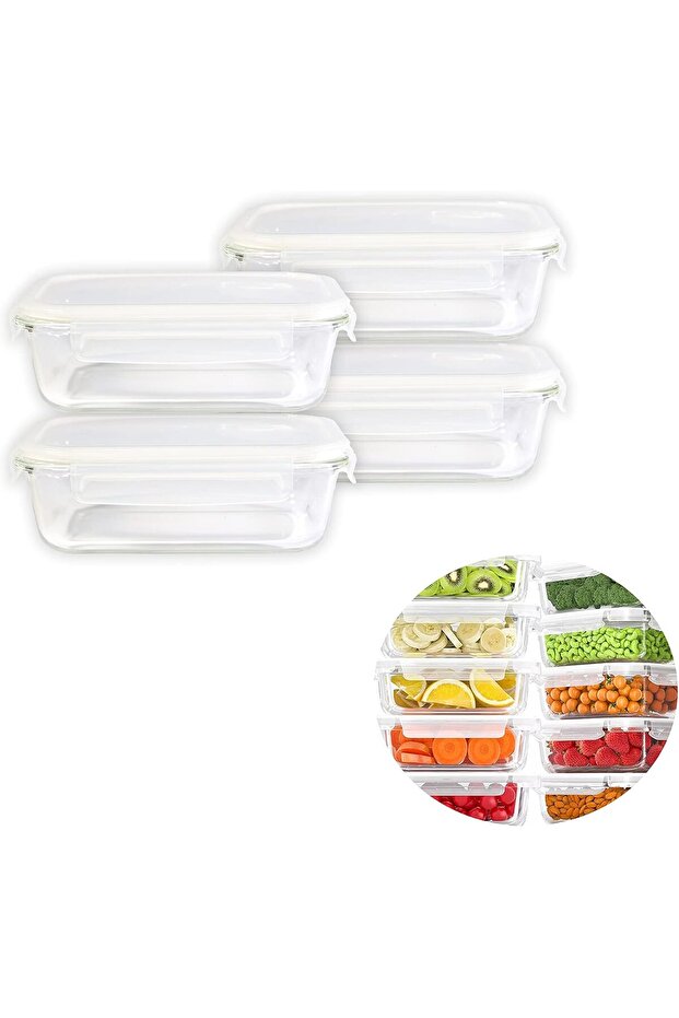 Glass Meal Prep Containers (Set of 4 - 1040ML)