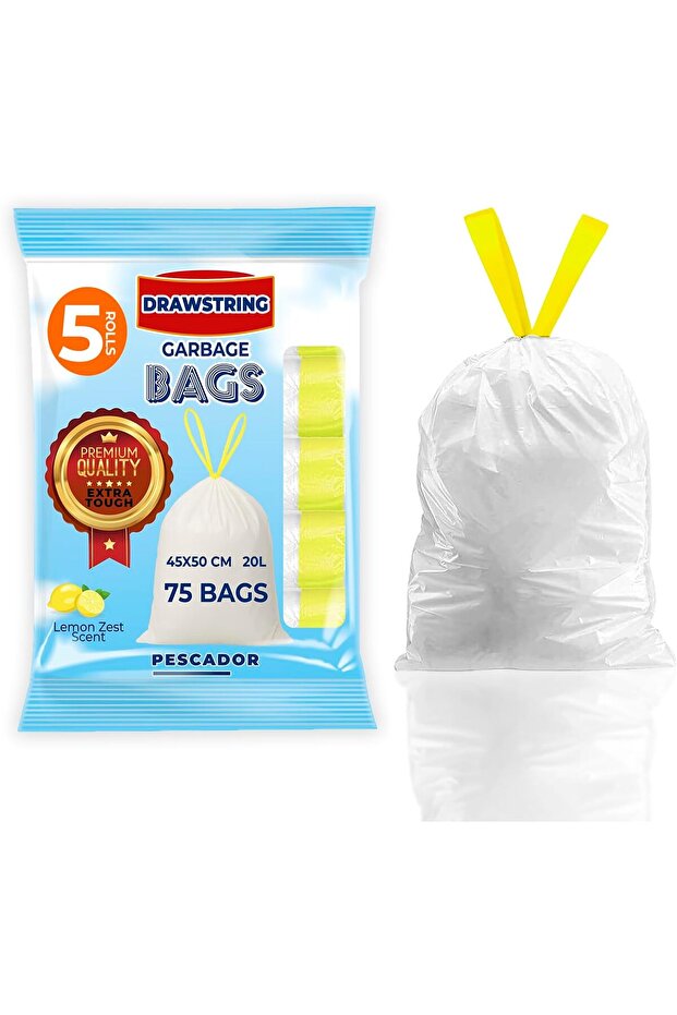 Drawstring Small Trash Bags 45cm x 50cm - 75 Counts (New 1)