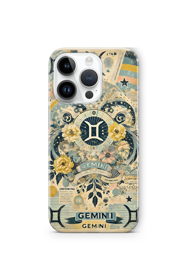 iPhone 16 Pro Max Gemini Zodiac Pattern Transparent Phone Case - 1