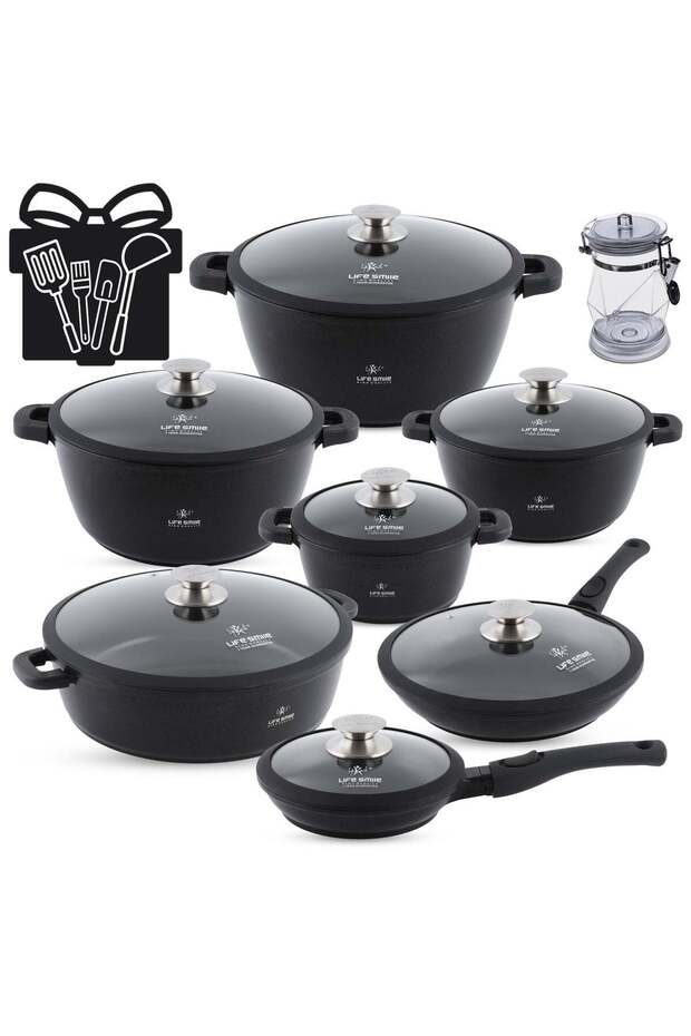 Life Smile 31pc Granite Non-Stick Cookware Set (Oven Safe)