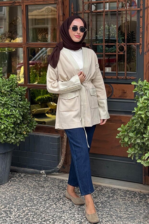 Örme Ceket 10002521111003 Bej - 1