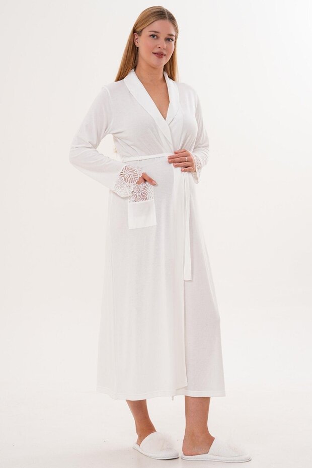 Mecit 6306 Ecru Women's Long Dressing Gown