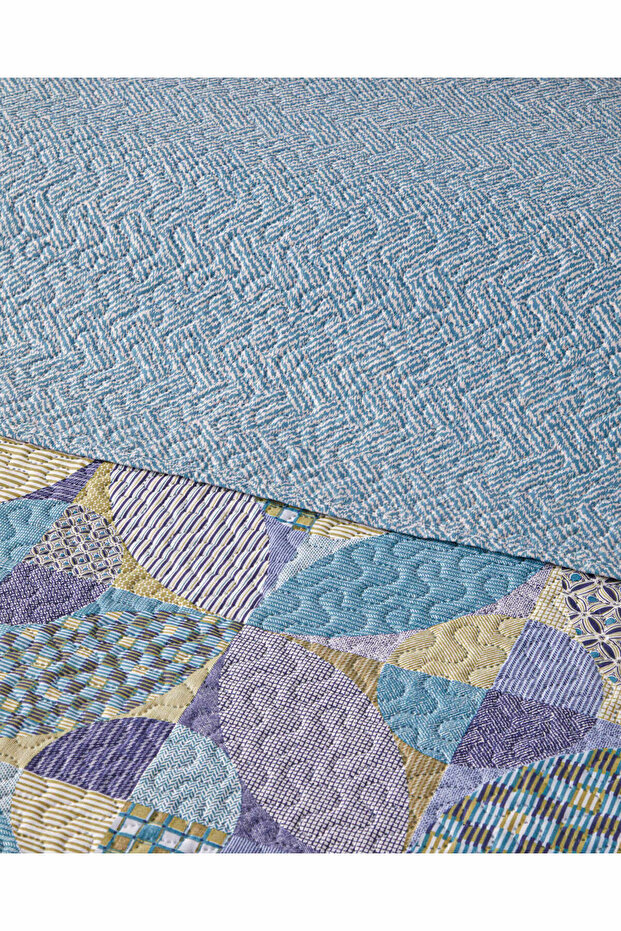 Patch Square Çift Kişilik Çok Amaçlı Örtü 200x220 cm Yeşil - 4