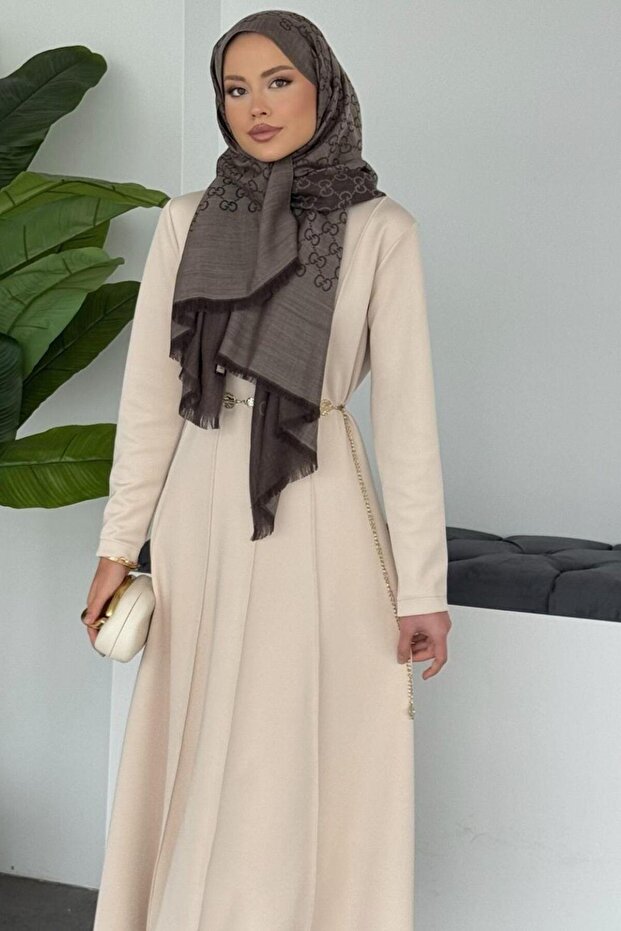 Eline Dalgıç Elbise Bej - 3