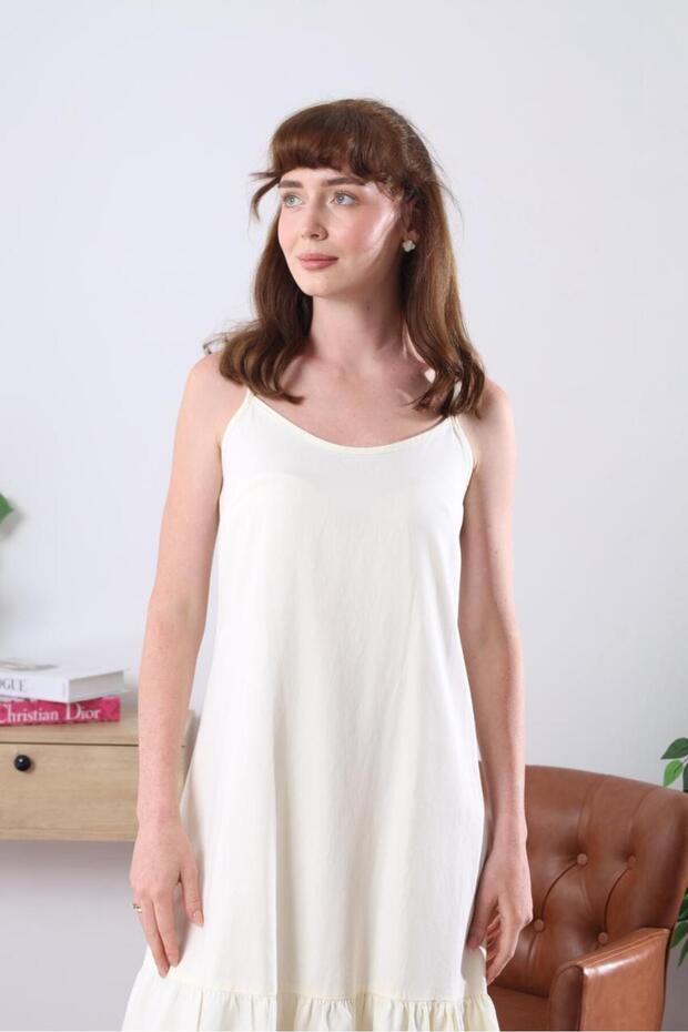 Askılı sarı elbise - 6