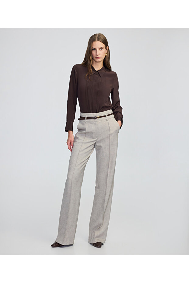 Nervürlü ipek gömlek - 6