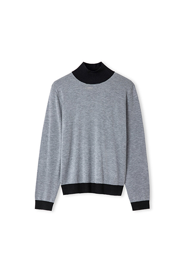 Colorblock yünlü triko - 3