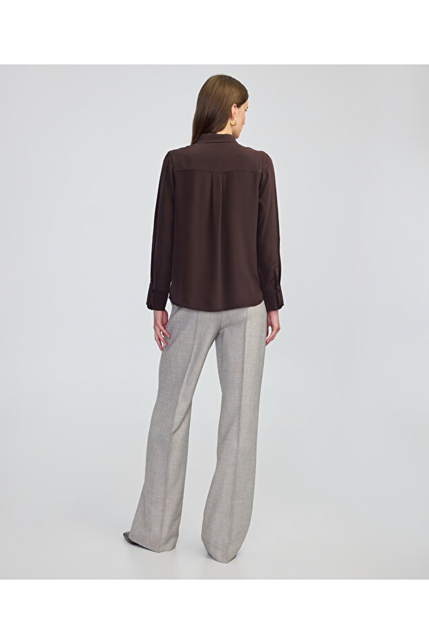 Nervürlü ipek gömlek - 7