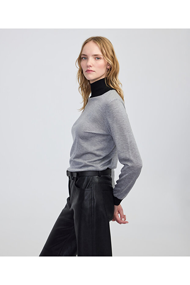 Colorblock yünlü triko - 2