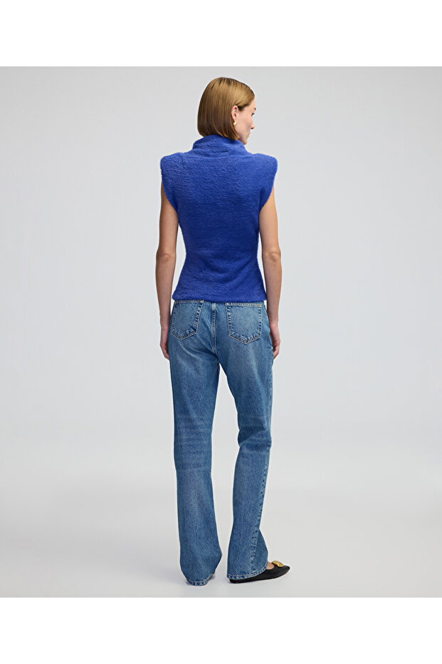 Dik yaka pelüş triko - 6