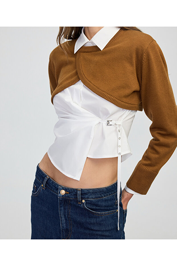 Çift Parça Beyaz Kadın Gömlek Iw6250025133 - 2