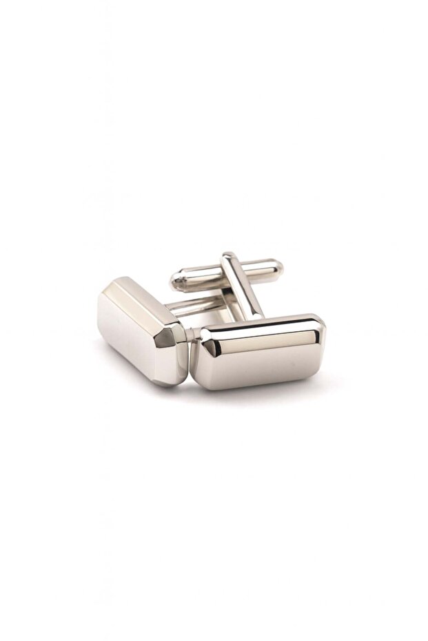 Rectangular silver buttons with a glossy finish - 1