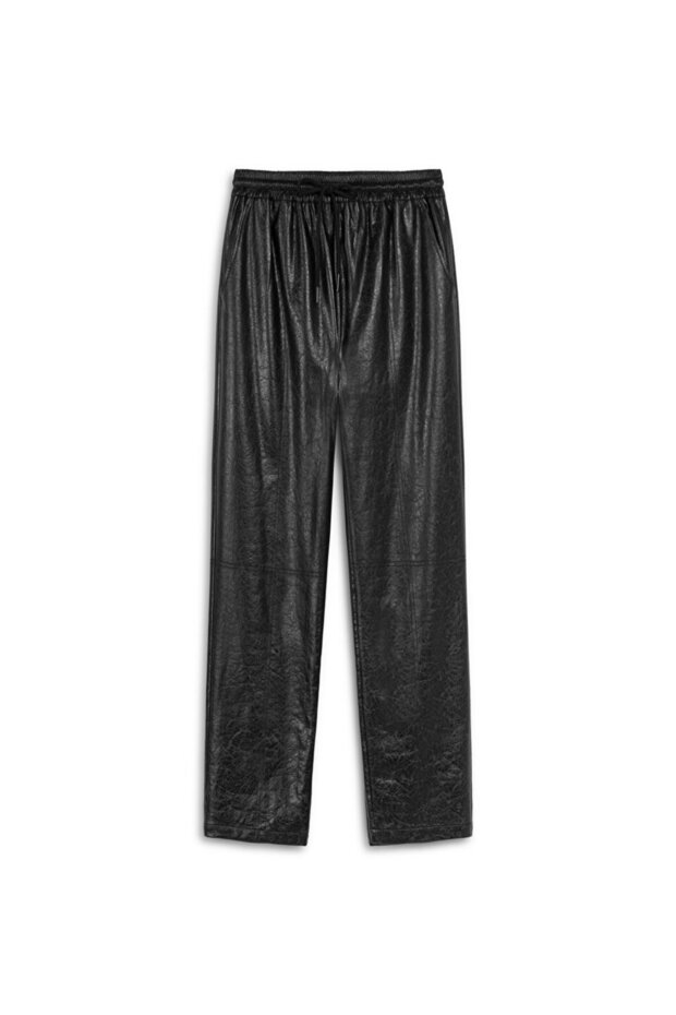 DERİ GÖRÜNÜMLÜ ELASTİK BEL PANTOLON - 3