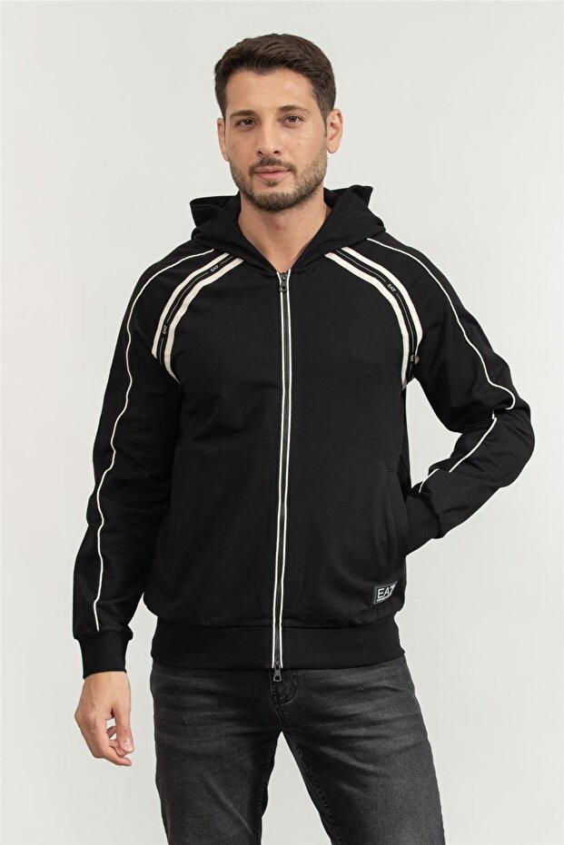 Erkek Fermuarlı Sweatshirt - 1