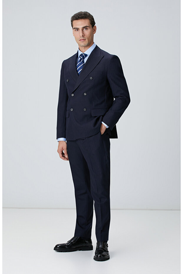 Lacivert Yün Takım Elbise - 5