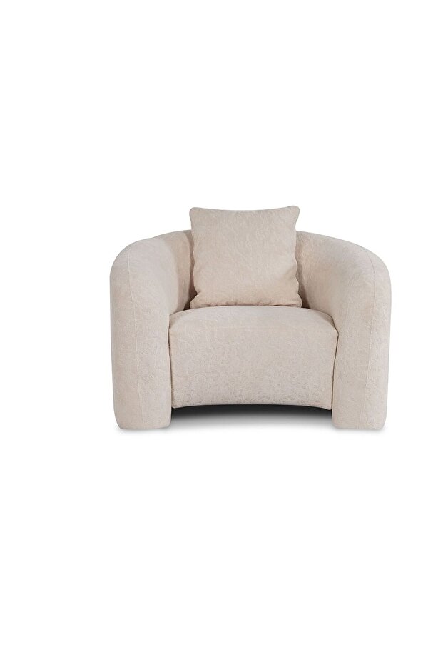 Zairah 1 Seater Fabric Sofa - Beige, Solid Wood Frame, Stylish & Comfortable, 2 Year Warranty