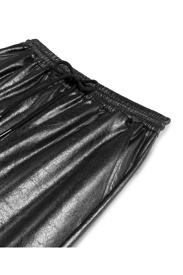 DERİ GÖRÜNÜMLÜ ELASTİK BEL PANTOLON - 4