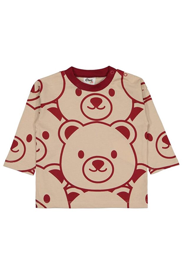 Teddy Bears Printed 6-18 Months Sweatshirt - Claret Red 18-24 Months