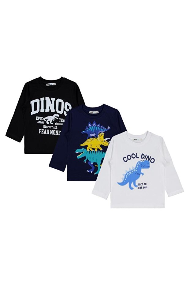Civil Boys Cool Dino Baskılı 3'lü Set 2-4 Yaş Sweatshirt - Standart 4-5 Yaş