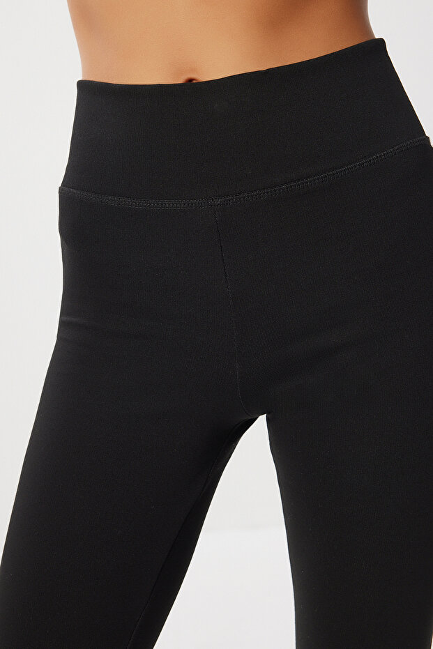 Yüksek Bel Basic Örme Tayt LUB0287 SİYAH - 4