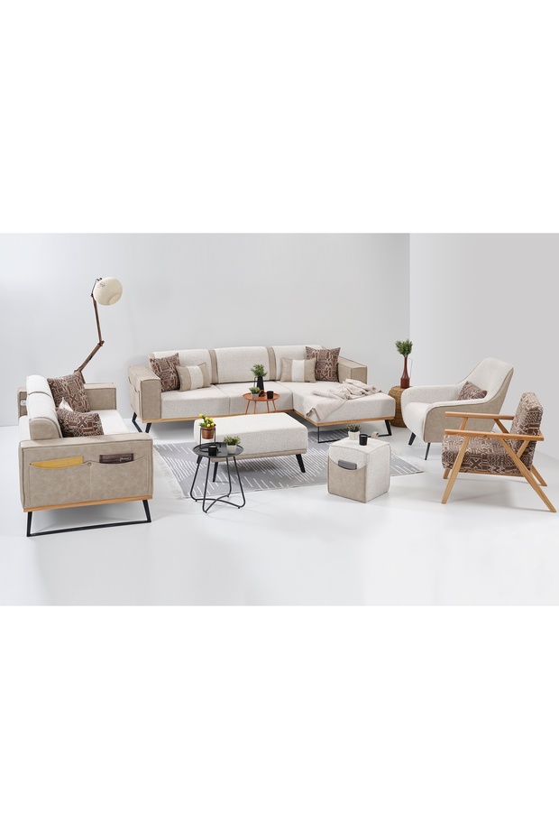 LOFT KÖŞE TAKIMI, KREM - 4