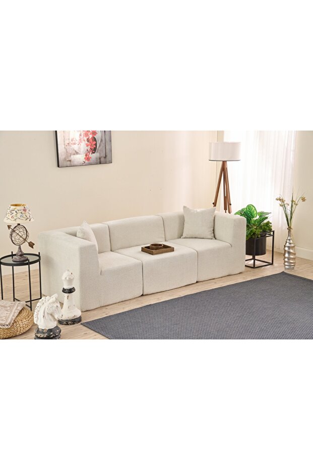RAKS MODULER SÜNGER ÜÇLÜ KANEPE, KREM - 3