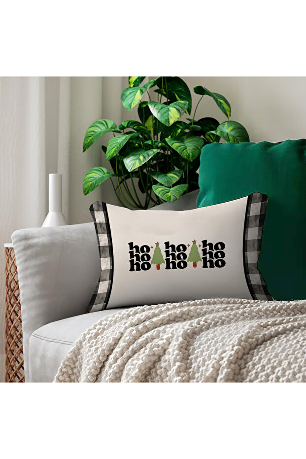 New Year Patterned Double-Sided Printed Velvet Throw Pillow Cover - 35X55 cm | Soft Touch, Stylish Design