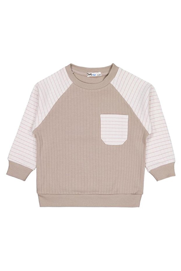 2-5 Years Old Sweatshirt with Pockets - Beige 4-5 Years Old