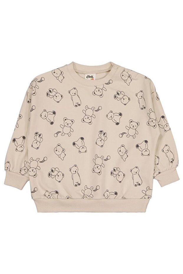 Contour Bear Embroidered 6-18 Months Sweatshirt - Beige 12-18 Months