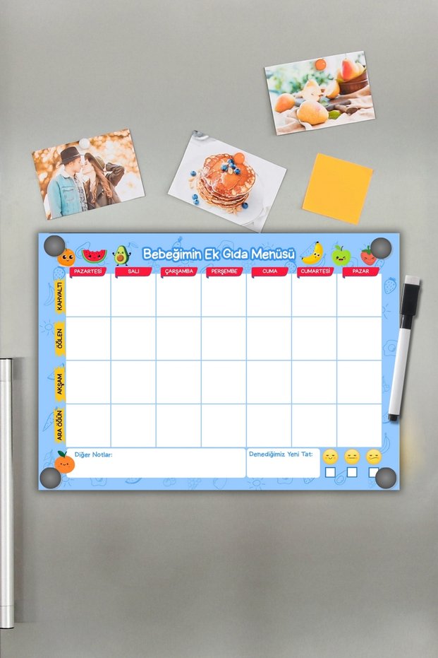 My Baby's Supplementary Food Tracking Chart, Weekly Meal Menu Planner, Mother's Meal Tracking with Magnet