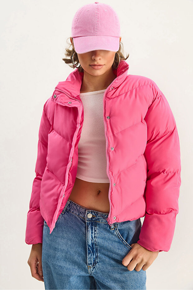 Women's Pink Regular Fit Water Repellent Inflatable Coat 3800 60283687