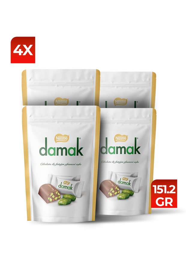 Damak Antep Fıstıklı Sütlü Çikolata Poşet 151.2g x4 adet - 1