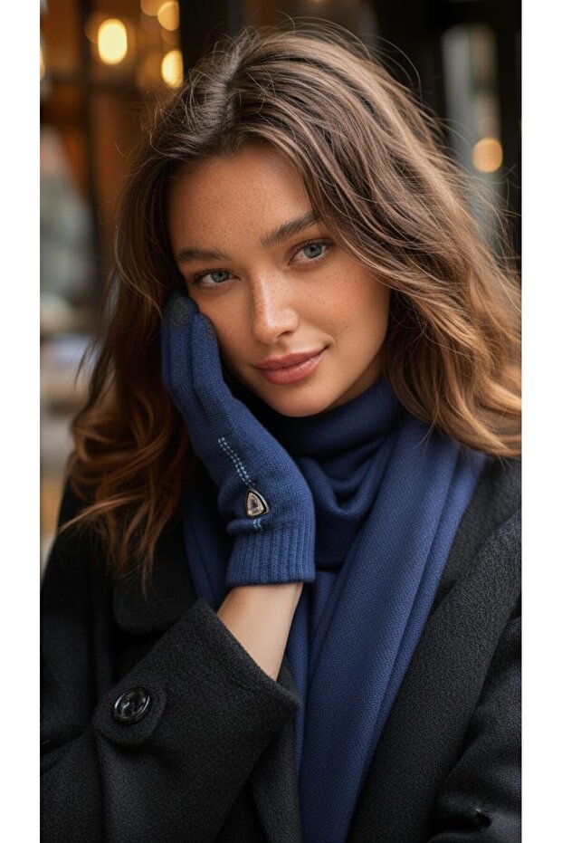 Angora Nakışlı Kadın Eldiven - 1